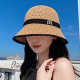  Mũ cói vành rộng chống nắng logo chữ m - TÓC MUCOI-05 