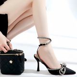  Giày Cao Gót Phối Nơ Đính Đá QCCC  337-1 