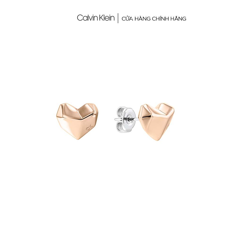  Bông tai Nữ Calvin Klein màu Vàng hồng - Faceted Heart 35000043 