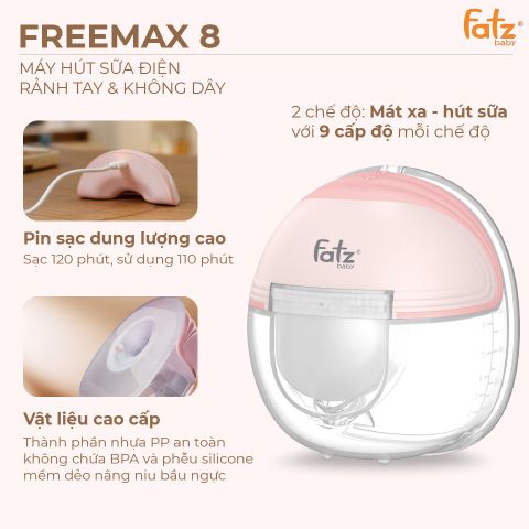 Máy Hút Sữa Điện Không Dây Fatzbaby Freemax 8