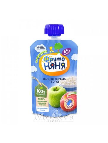 Hoa Quả Nghiền Fruto Táo Đào Tvorog 90G Dành Cho Trẻ Từ 6 Tháng Tuổi