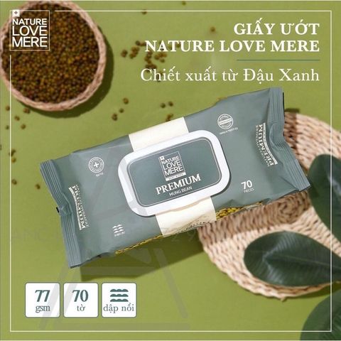 Giấy Ướt Natural Lovemere Đậu Xanh 70Pcs