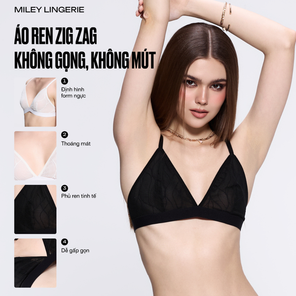 Áo Ngực Nữ Không Gọng, Không Mút Ren Zig Zag Likia
