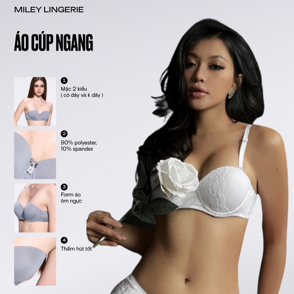 Áo Ngực Cúp Ngang Phối Ren Elegant [BRM02202]