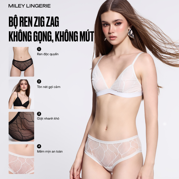 Bộ Đồ Áo Ngực Nữ Không Gọng, Không Mút Ren Zig Zag Likia