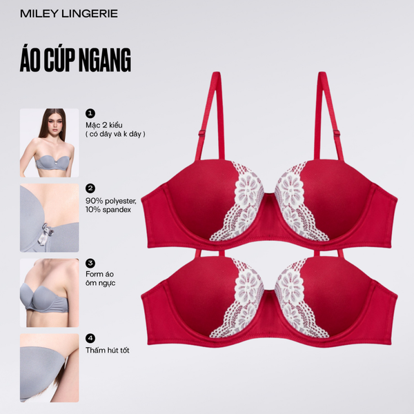 Combo 2 Áo Ngực Cúp Ngang Tháo Dây Premium Miley Lingerie BRM04202