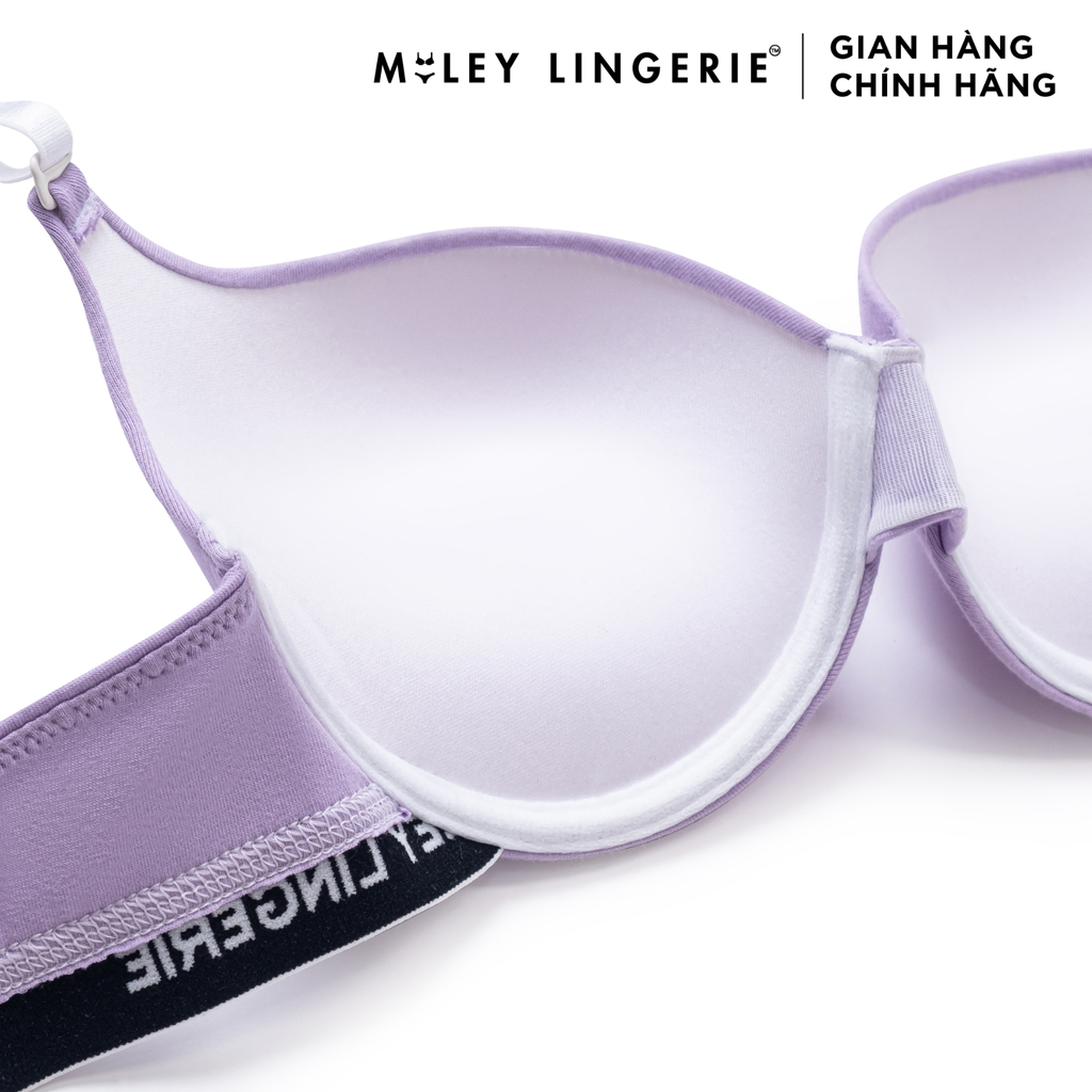 Bộ Đồ Lót Áo Cotton Có Gọng Đệm Vừa Nâng Ngực Lưng Logo Và Quần Lưng Chéo Đồng Bộ Miley Lingerie