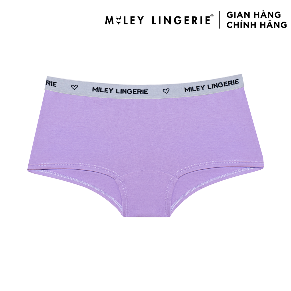 Bộ Đồ Lót Áo Cotton Có Gọng Đệm Vừa Nâng Ngực Lưng Logo Và Quần Boxer Đồng Bộ Miley Lingerie