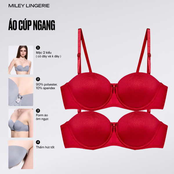 Combo 2 Áo Ngực Nữ Cúp Ngang Trơn Mút Mỏng Miley Lingerie BRM04102