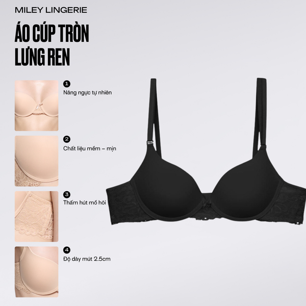 Áo Ngực Cúp Tròn Lưng Ren Comfort [BRM01002]