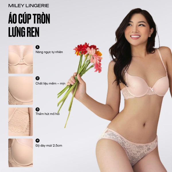 Áo Ngực Cúp Tròn Lưng Ren Comfort [BRM12002]