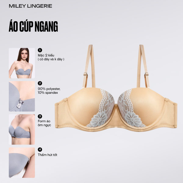 Áo Ngực Cúp Ngang Phối Ren Elegant [BRM09202]