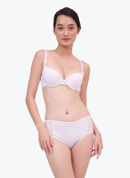 Bộ Đồ Lót Cúp Trơn Thun Lạnh Lưng Phối Ren COMFORT [BRM02002-FDS0225]