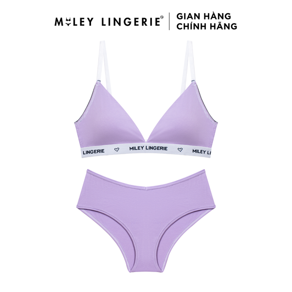 Bộ Đồ Lót Mút Mỏng Đệm Ngực Và Quần Cotton Thiên Nhiên Đồng Bộ BeingMe Lilac Purple Miley Lingerie