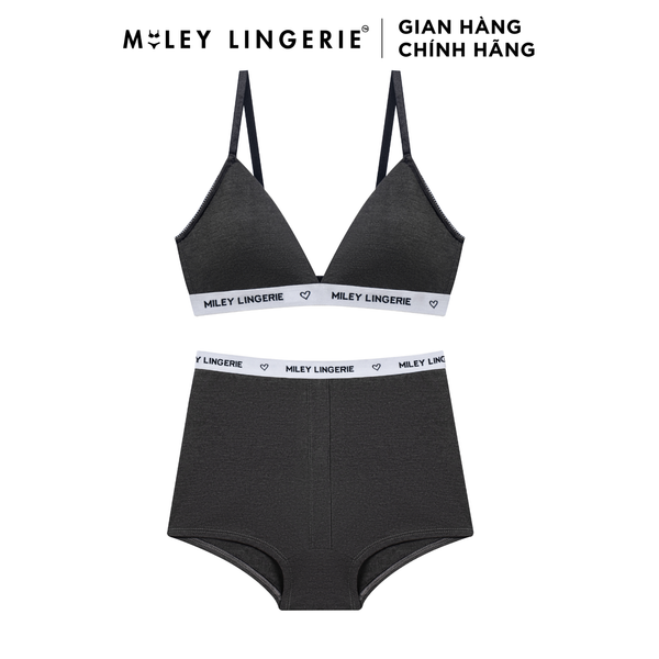 Bộ Đồ Lót Mút Mỏng Không Gọng thời Trang Và Quần Boxer Cotton Tự Nhiên Viền Lưng Logo BeingMe Miley Lingerie
