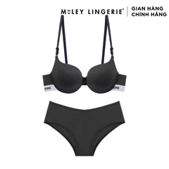 Bộ Đồ Lót Áo Cotton Có Gọng Đệm Vừa Nâng Ngực Lưng Logo Và Quần Lưng Xéo Đồng Bộ Miley Lingerie