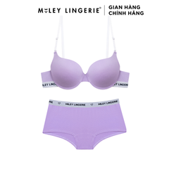 Bộ Đồ Lót Áo Cotton Có Gọng Đệm Vừa Nâng Ngực Lưng Logo Và Quần Boxer Đồng Bộ Miley Lingerie