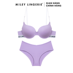 Bộ Đồ Lót Áo Cotton Có Gọng Đệm Vừa Nâng Ngực Lưng Logo Và Quần Lưng Chéo Đồng Bộ Miley Lingerie