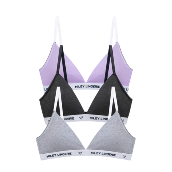 Combo 3 Áo Ngực Cotton Không Gọng Mút Mỏng Lưng Logo Thời Trang BeingMe Miley Lingerie