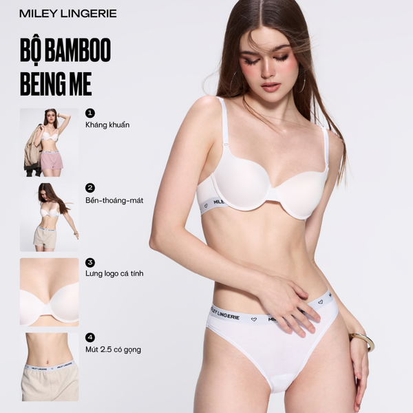 Bộ Đồ Lót Viền Lưng Logo Miley Vải Sợi Thiên Nhiên Bamboo MILEY NATURE [BRB001_FBS01]