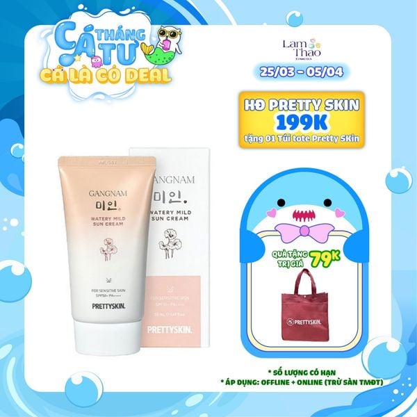 [HĐ Pretty Skin 199K tặng Túi Tote Pretty Skin] Kem Chống Nắng Cấp Nước Pretty Skin Gangnam Watery Mild Sun Cream 50ml