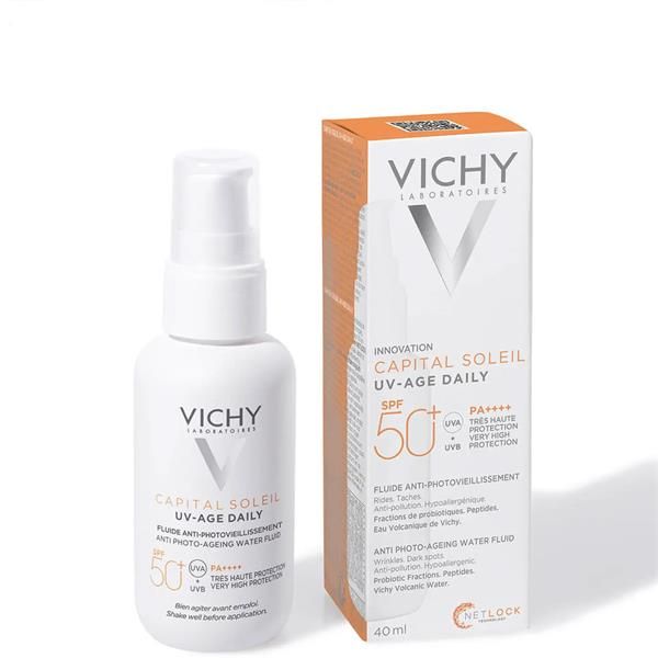 Gel Chống Nắng Bảo Vệ Da, Hỗ Trờ Ngừa Thâm Nám Nếp Nhăn Do Tia UV Vichy Laboratoires Captial Soleil UV-Age Daily Anti Photo-Ageing Water Fluid ( Mẫu Mới )