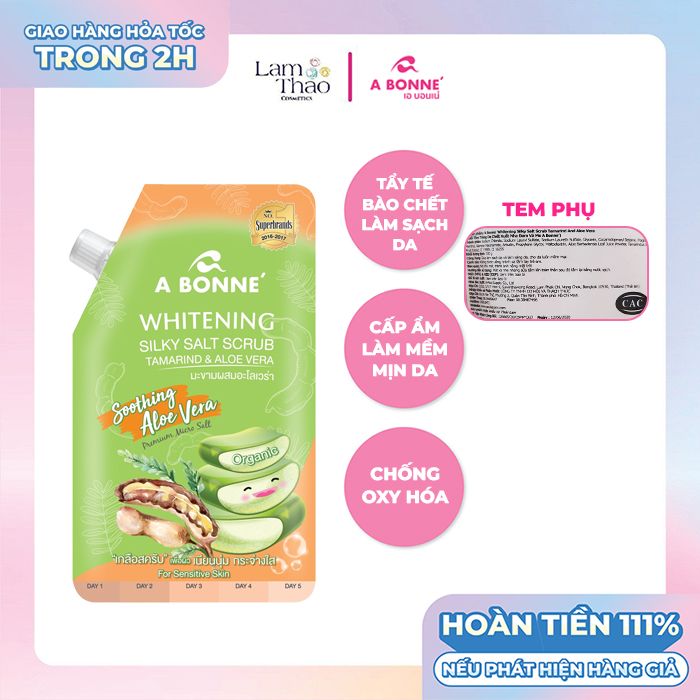 Muối Tắm Tẩy Tế Bào Chết Làm Sáng Da A Bonne Whitening Silky Salt Scrub Tamarind & Aloe Vera