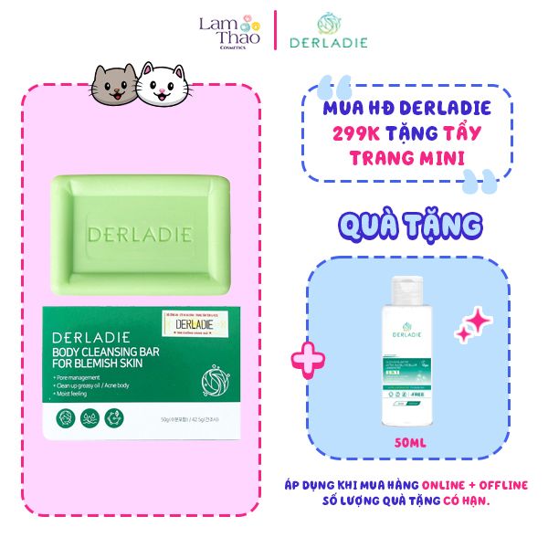 [HĐ DERLADIE 299K TẶNG NTT 50ML]  Xà Phòng Giảm Mụn Cơ Thể Derladie Body Cleansing Bar For Blemish Skin