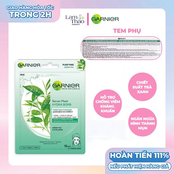 Mặt Nạ Tinh Chất Trà Xanh Kiềm Dầu Garnier Hydra Bomb Purifying Hydration Serum Mask