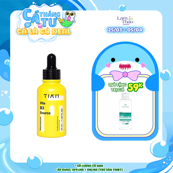 [TẶNG Nước tẩy trang Derladie 50ml] Tinh Chất Phục Hồi Da Sáng Khỏe Sau Mụn Giảm Thâm Nám Tiam Vita B3 Source Serum