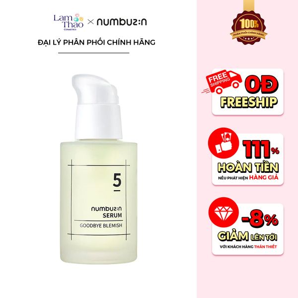 [TẶNG 1 KHĂN LAU MẶT BEFOU]  Tinh Chất Hỗ Trợ Sáng Da Và Hỗ Trợ Mờ Thâm Mụn Numbuzin NO.5 Goodbye Blemish Serum