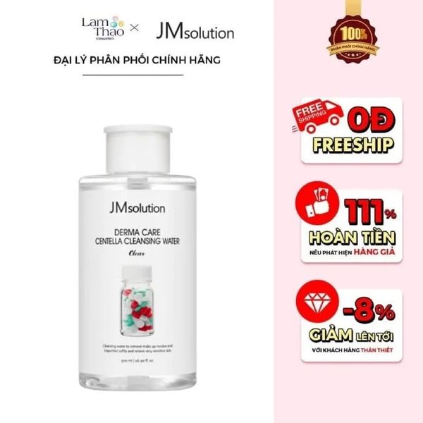 Nước Tẩy Trang Chiết Xuất Rau Má Cho Da Dầu Mụn JM Solution Derma Care Centella Cleansing Water Clear