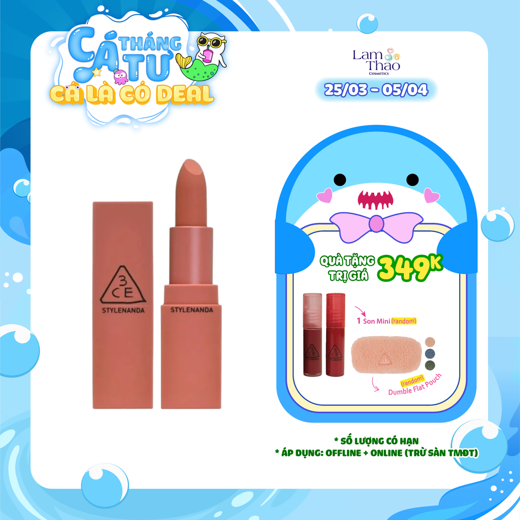 [HĐ 3CE 399k tặng 01 Túi lông Dumble + 01 Son 3CE Mini] Son Thỏi 3CE Mood Recipe Matte Lip Color