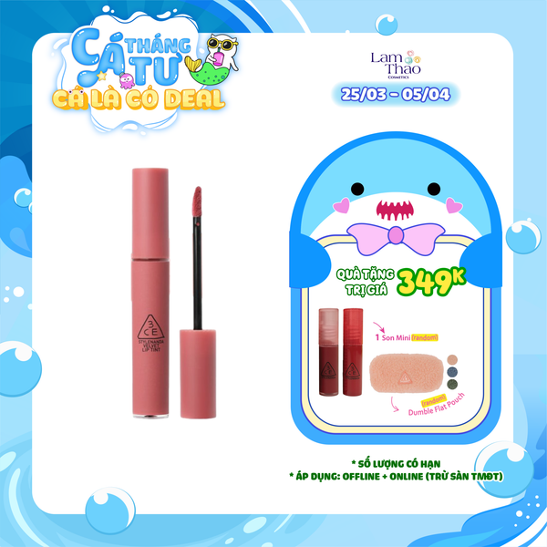 [HĐ 3CE 399k tặng 01 Túi lông Dumble + 01 Son 3CE Mini] Son Kem 3CE Velvet Lip Tint