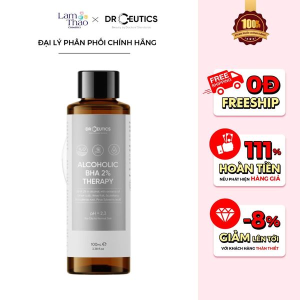 Nước Cân Bằng Da Hỗ Trợ Sẽ Khít Lỗ Chân Lông Và Giảm Tình Trạng Mụn DrCeutics Alcoholic BHA 2% Therapy 100ml