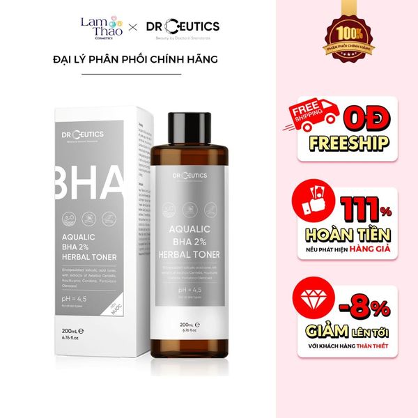 Nước Hoa Hồng Hỗ Trợ Loại Bỏ Tế Bào Chết DrCeutics Aqualic BHA 2% Herbal Toner