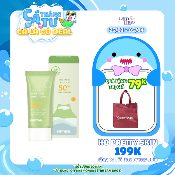 [HĐ Pretty Skin 199K tặng Túi Tote Pretty Skin] Kem Chống Nắng Dưỡng Ẩm Chiết Xuất Rau Má Pretty Skin The Pure Jeju Cica Sun Cream