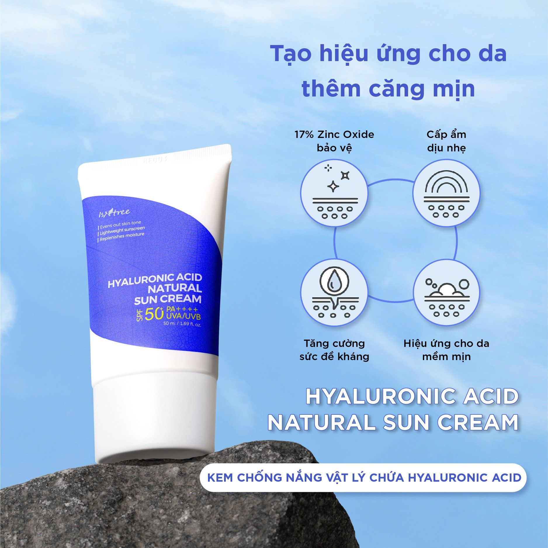Kem Chống Nắng ISNTREE Hyaluronic Acid Natural Sun Cream – Lam Thảo Cosmetics