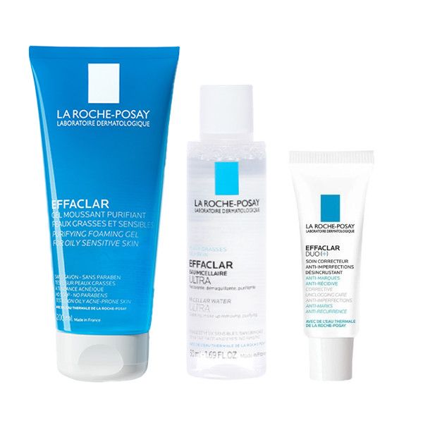 Combo Sữa Rửa Mặt Kiềm Dầu  La Roche-Posay Effaclar 200ml Tặng Nước Tẩy Trang 50ml + Kem Dưỡng Giảm Mụn 3ml