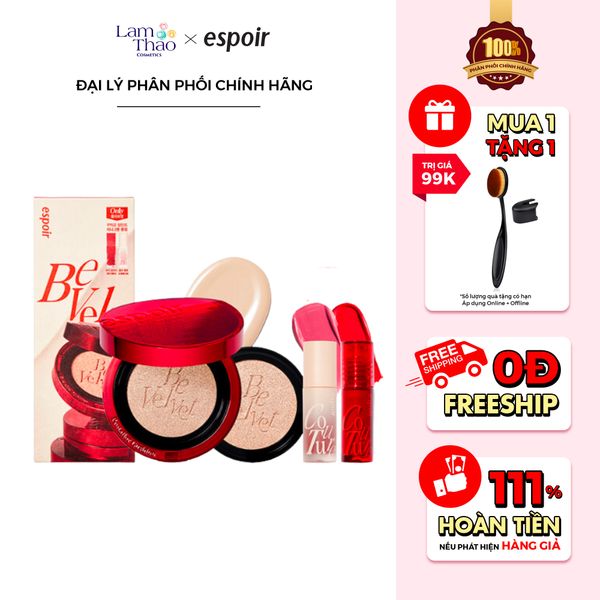 [TẶNG 2 Son Espoir 2G x2 ] Phấn Nước Che Phủ Hoàn Hảo Espoir Pro Tailor Be Velvet Cover Cushion SPF 34 PA++ (KÈM LÕI REFILL)