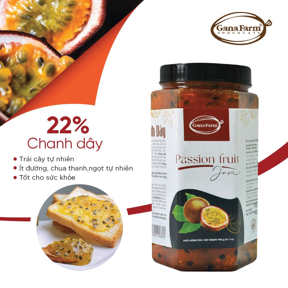  MỨT CHANH DÂY GANAFARM - PASSION FRUIT JAM (900g) 