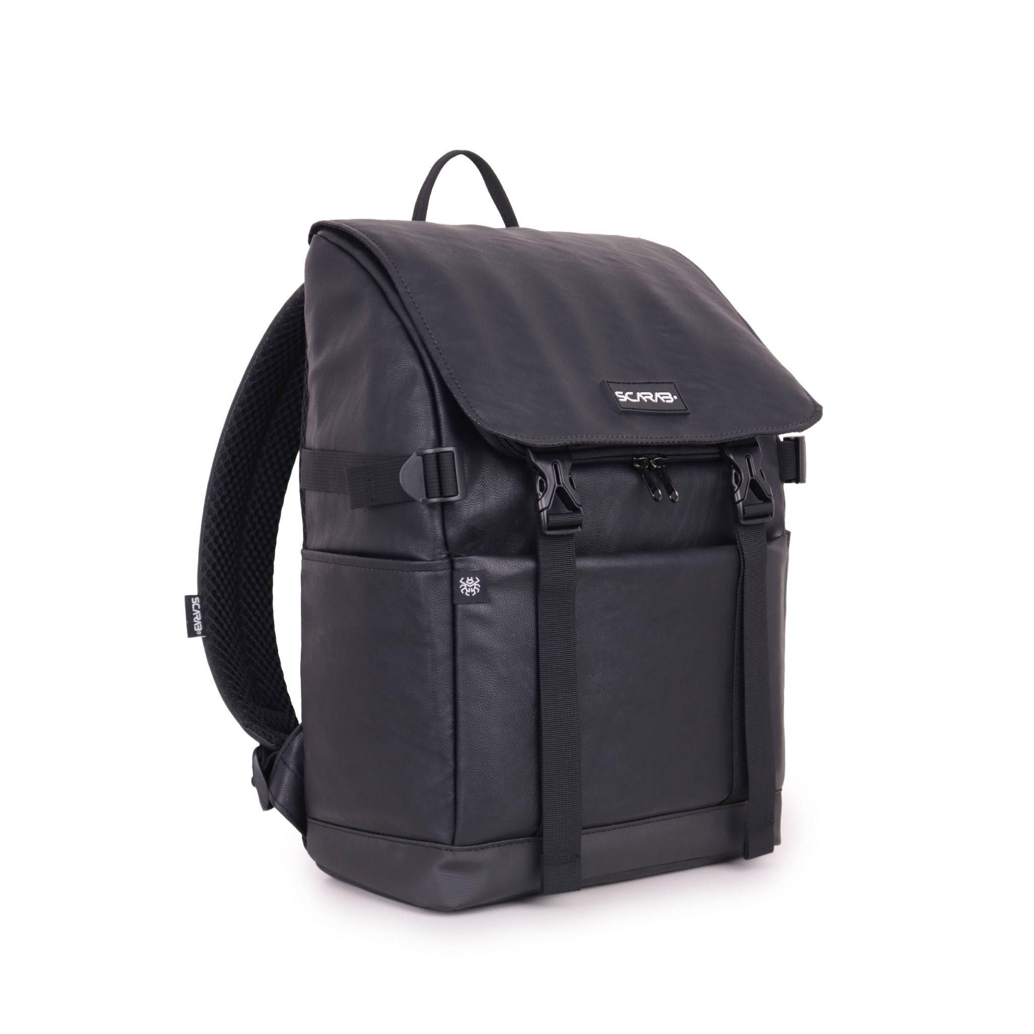  Urban Leather Backpack - Black Wrinkled 