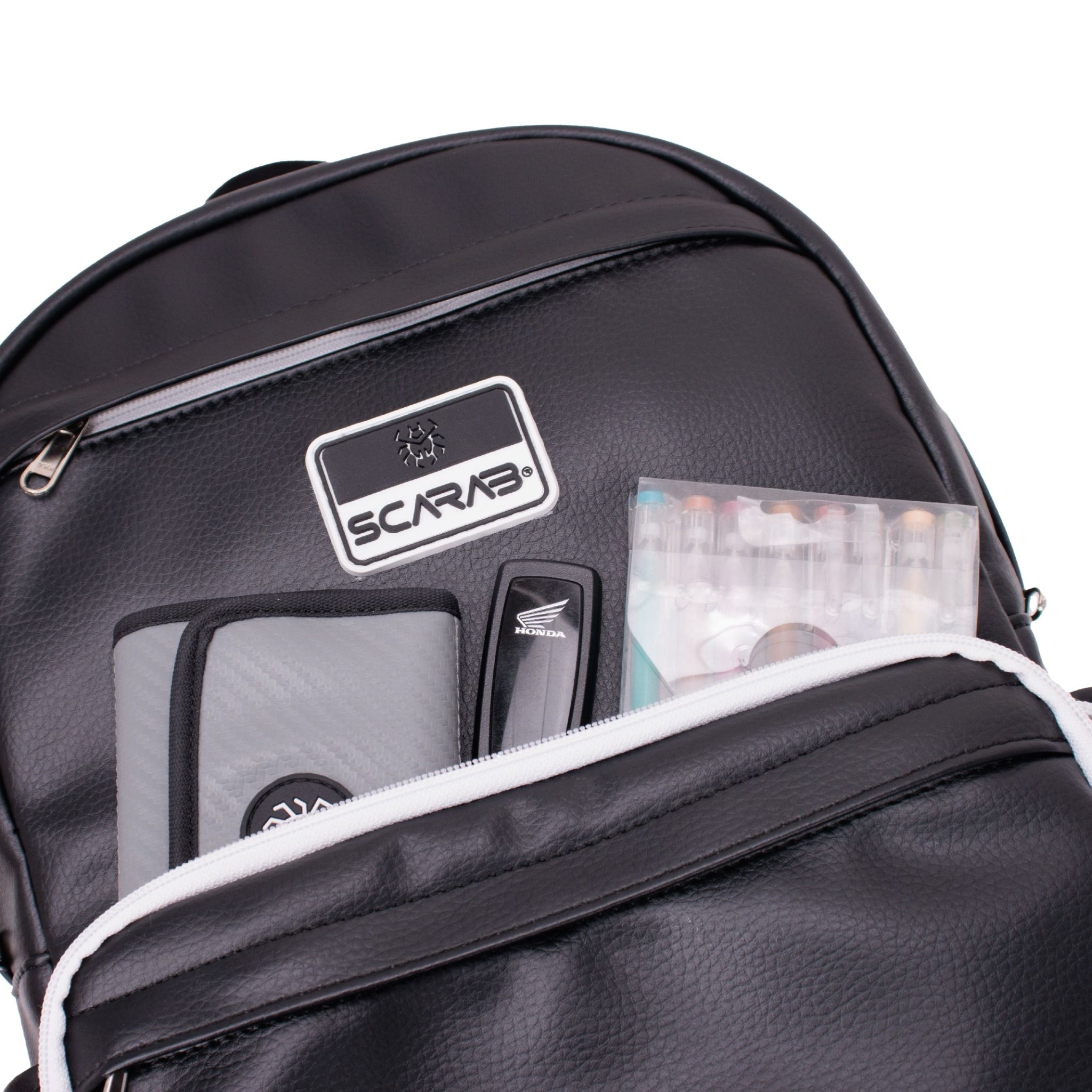  Multi Leather Backpack - Black 