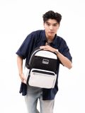  Multi Fabric Backpack - Black Beige 