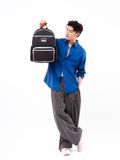  Multi Fabric Backpack - Black White 