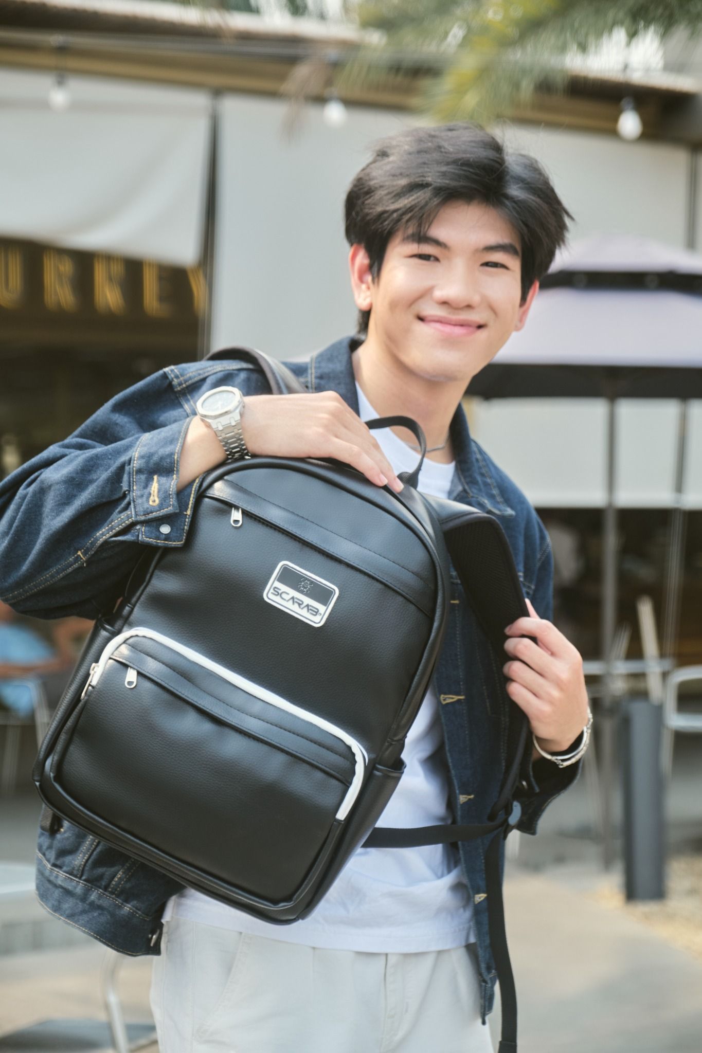  Multi Leather Backpack - Black 