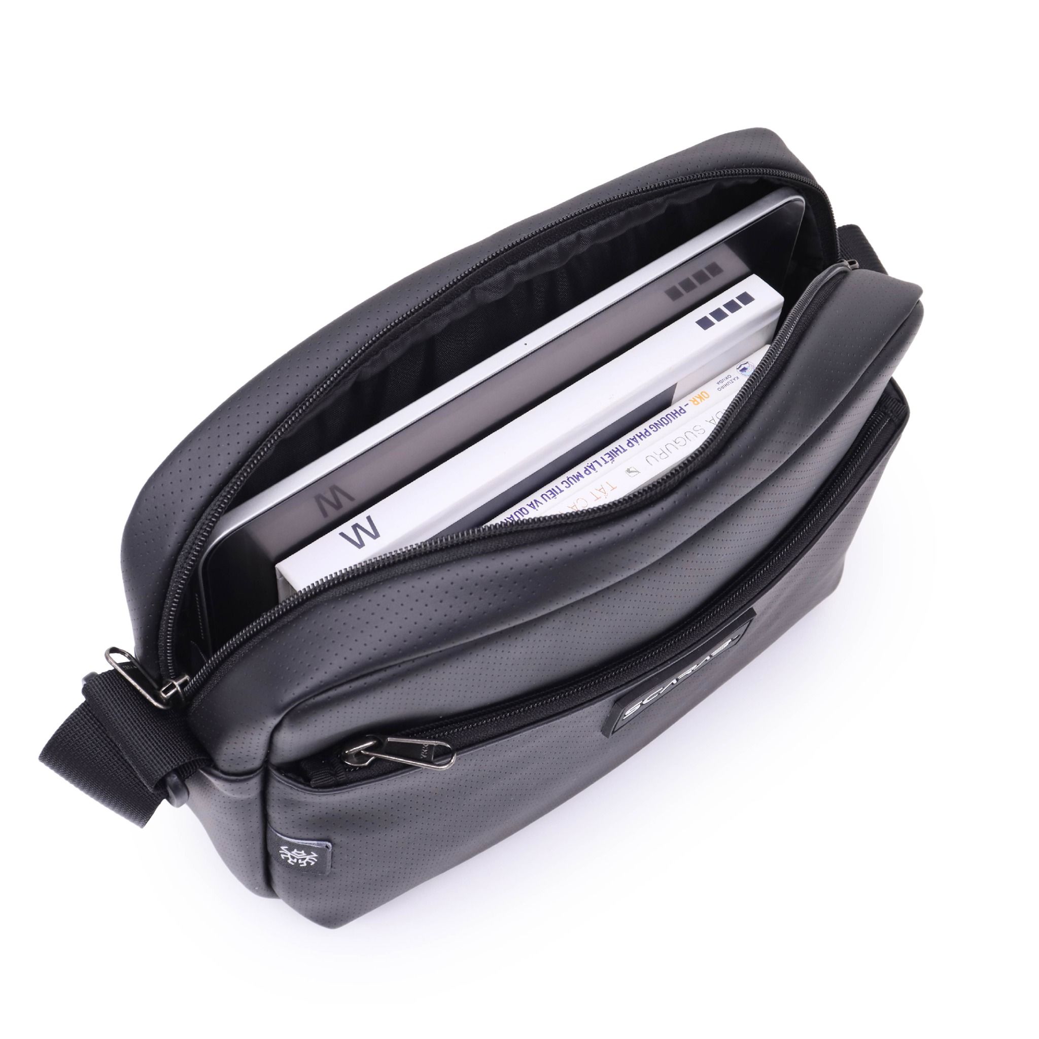  Plain Messenger Bag - Black Dot 