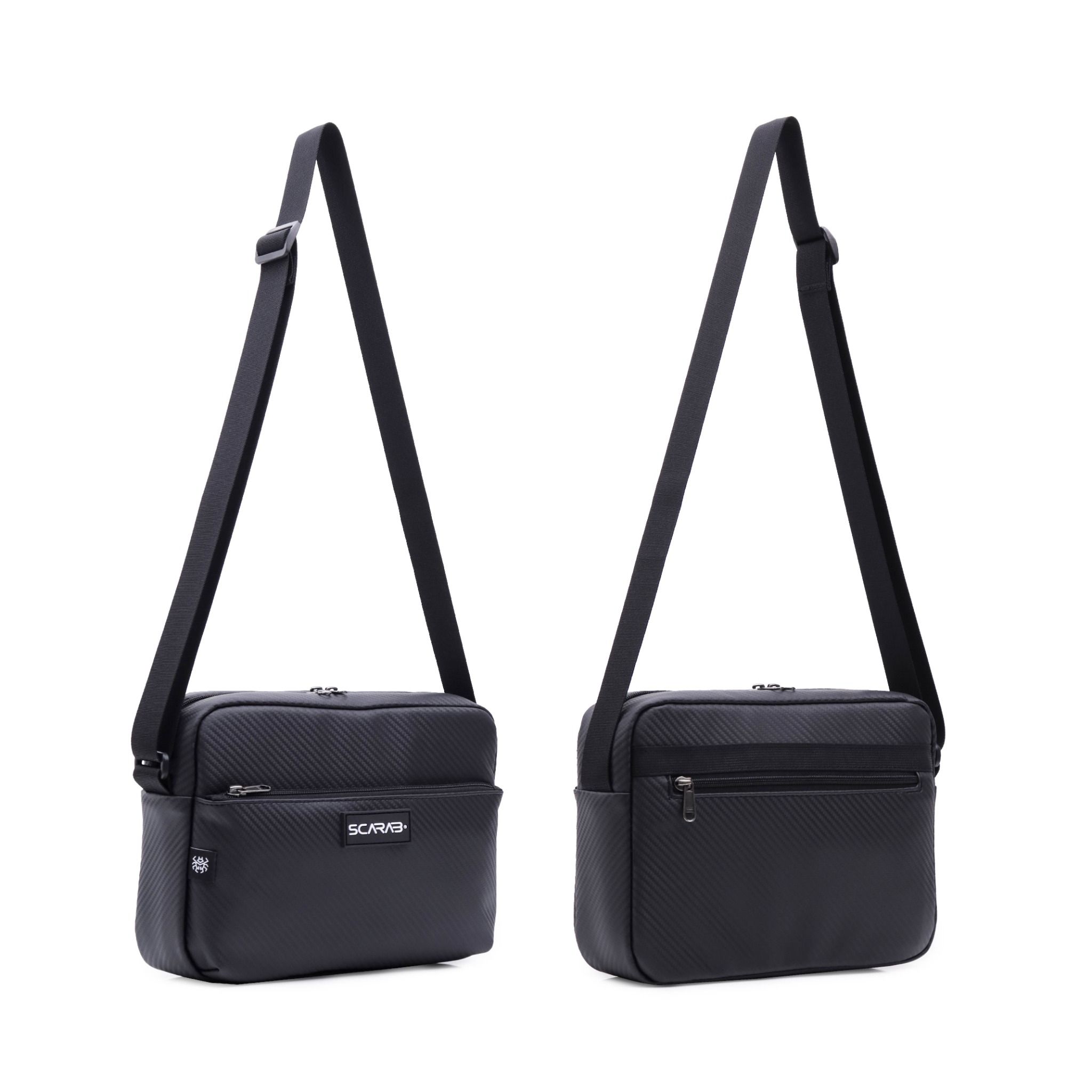  Plain Messenger Bag - Black PVC 