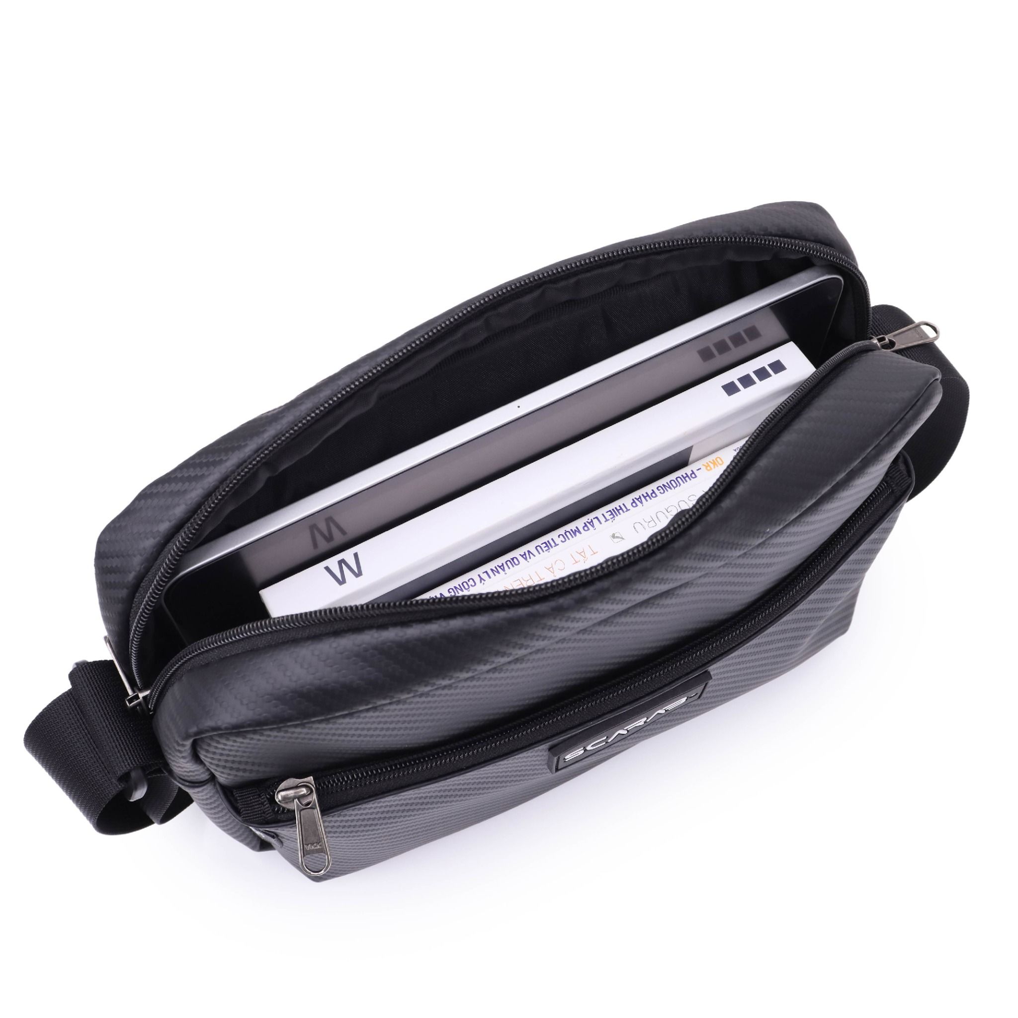  Plain Messenger Bag - Black PVC 