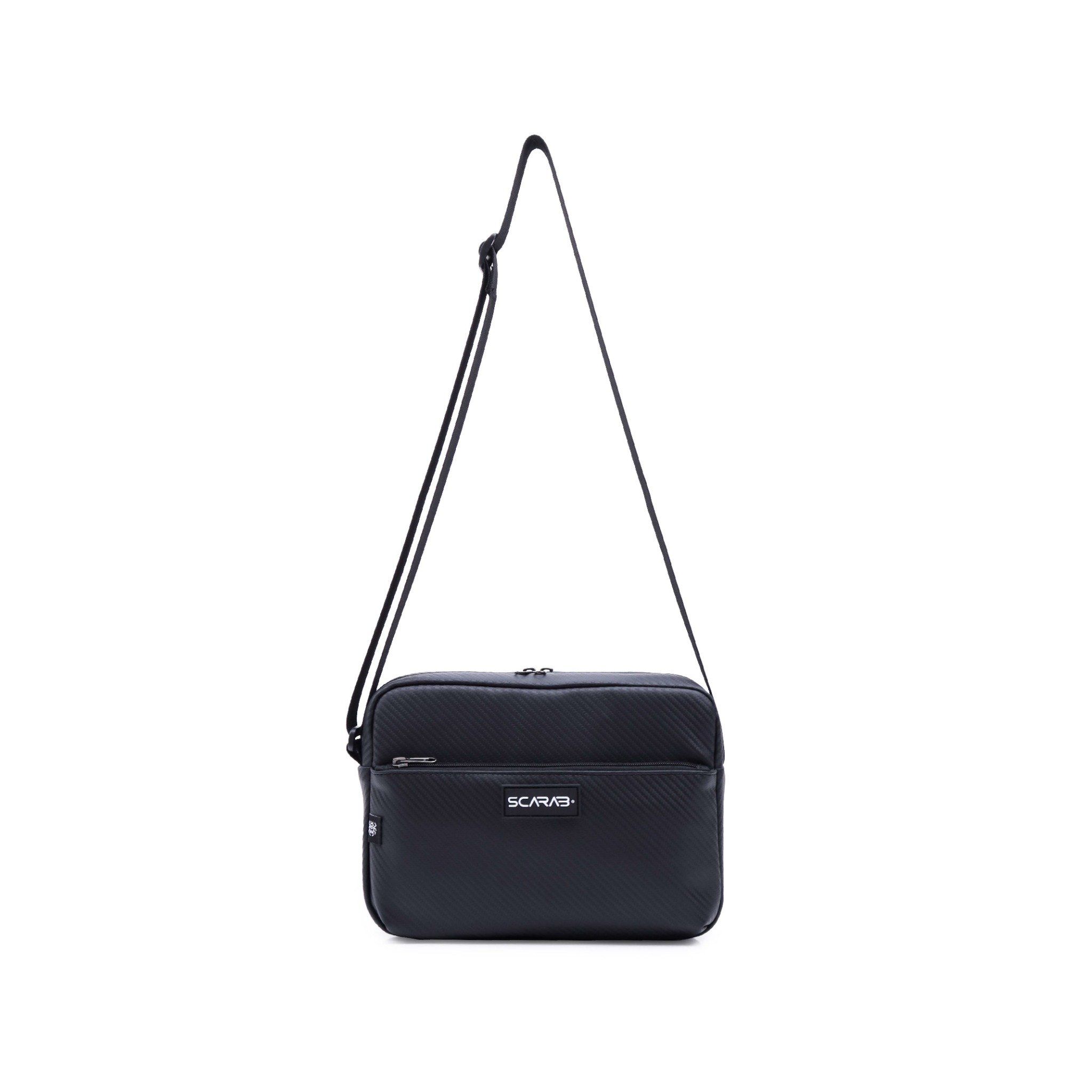  Plain Messenger Bag - Black PVC 